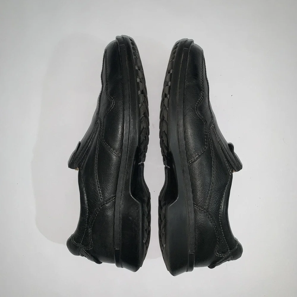 ECCO Shoes Mens Size 8.5 Black Leather Slip On Loafers Casual Comfort Walking